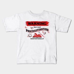 May Cast Procrastination Dark Red Warning Label Kids T-Shirt